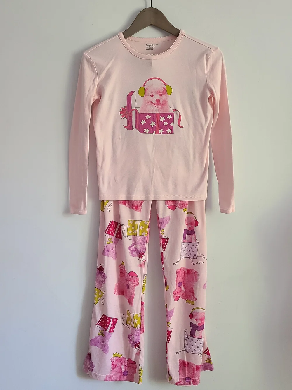GAP Pink Bear Headphone Pocket Pajama Set Size 14 Girls